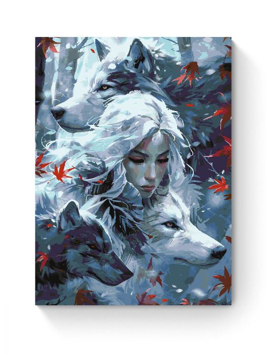 Картина по номерам на подрамнике «Волчья семья» 80x60 см