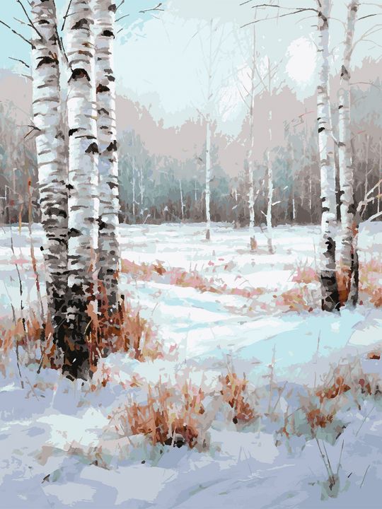 Картина по номерам без подрамника «Зимний лес» 130x100 см