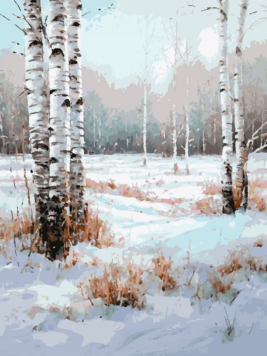 Картина по номерам без подрамника «Зимний лес» 80x60 см