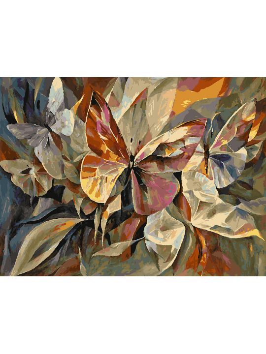 Картина по номерам без подрамника «Бабочки» 80x60 см