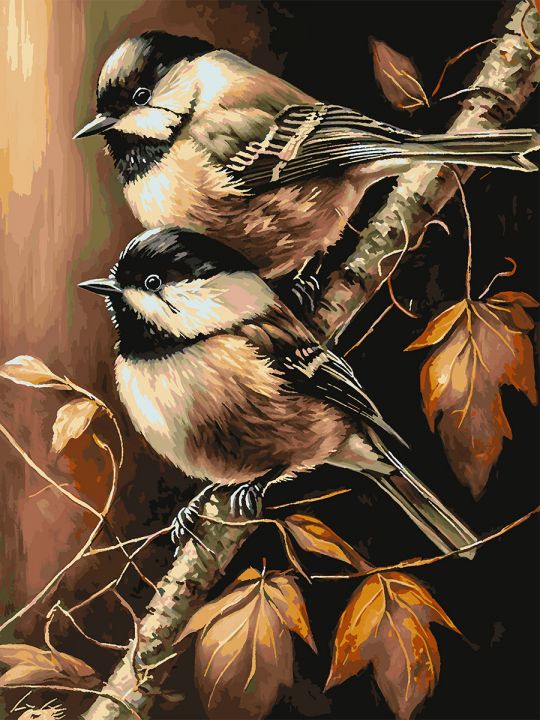 Картина по номерам без подрамника «Синички» 130x100 см