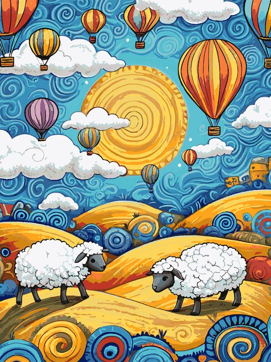 Картина по номерам без подрамника «Две овечки» 130x100 см