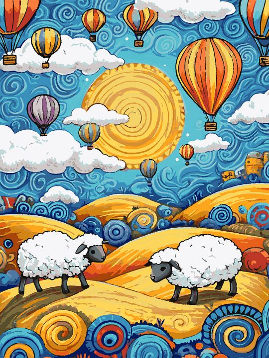 Картина по номерам без подрамника «Две овечки» 80x60 см