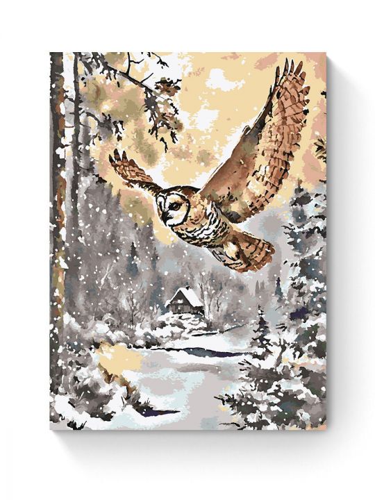 Картина по номерам на подрамнике «Летящая сова» 90x70 см