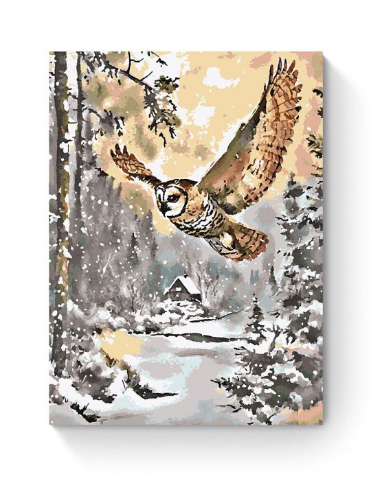 Картина по номерам на подрамнике «Летящая сова» 80x60 см