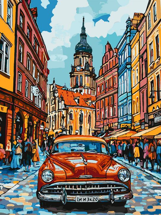 Картина по номерам без подрамника «Ретро-авто» 130x100 см