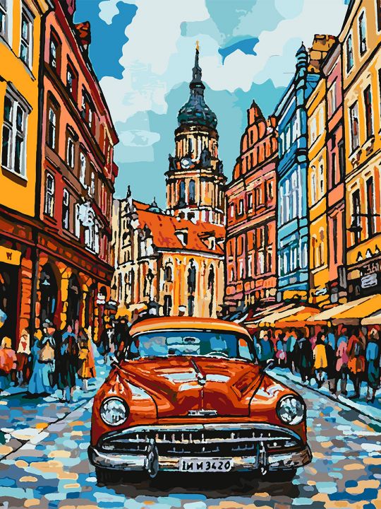 Картина по номерам без подрамника «Ретро-авто» 80x60 см