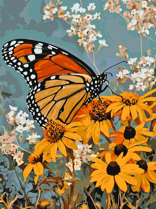 Картина по номерам без подрамника «Бабочка» 130x100 см