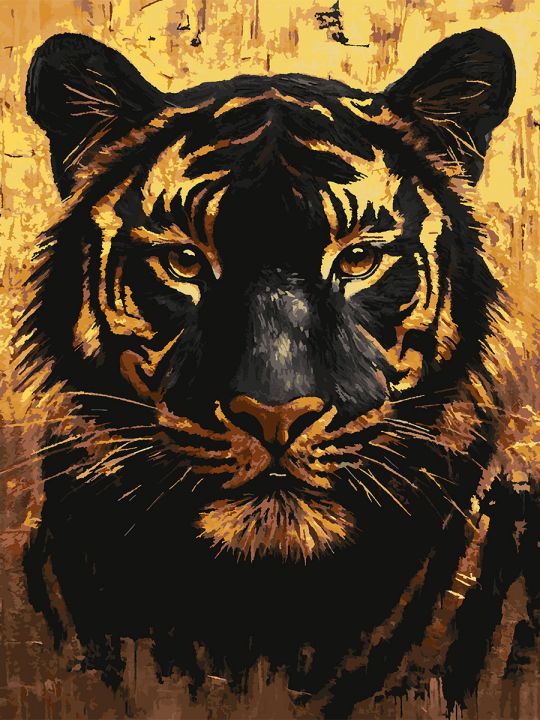 Картина по номерам без подрамника «Золотой тигр» 130x100 см