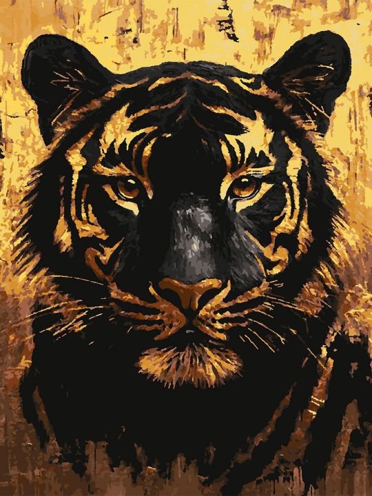 Картина по номерам без подрамника «Золотой тигр» 80x60 см