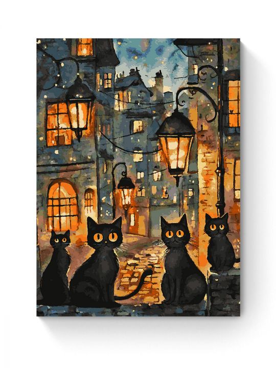 Картина по номерам на подрамнике «Чёрные коты» 80x60 см