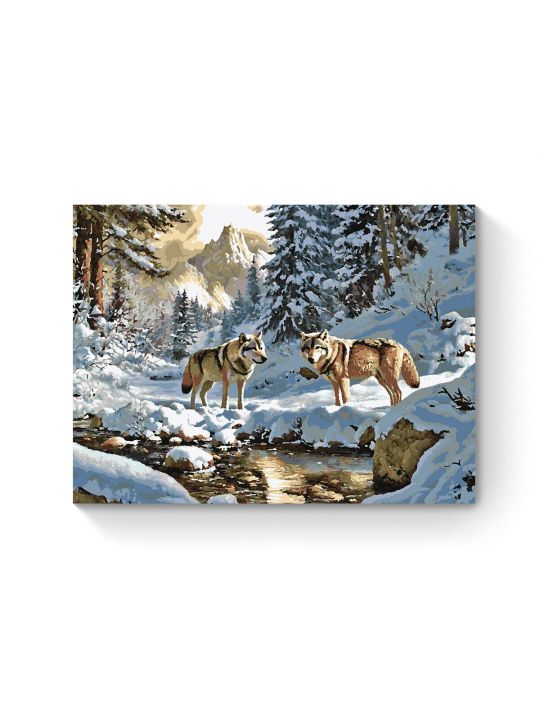 Картина по номерам на подрамнике «Волки в лесу» 80x60 см