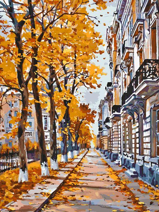 Картина по номерам без подрамника «Осенняя улица» 80x60 см