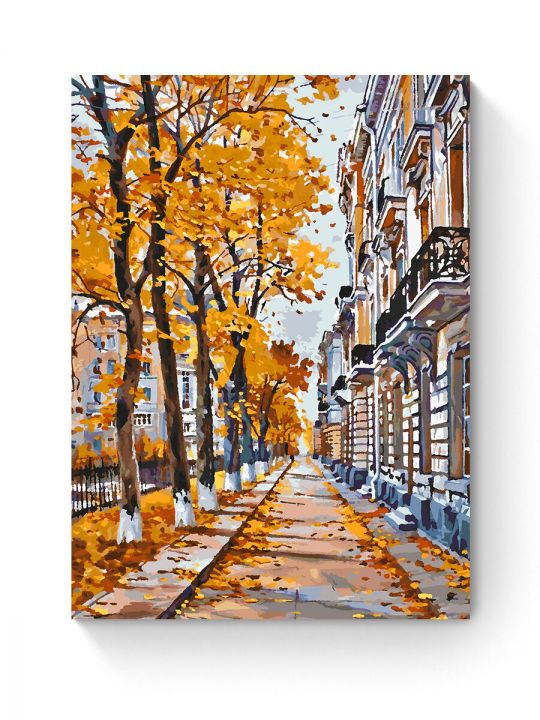 Картина по номерам на подрамнике «Осенняя улица» 80x60 см