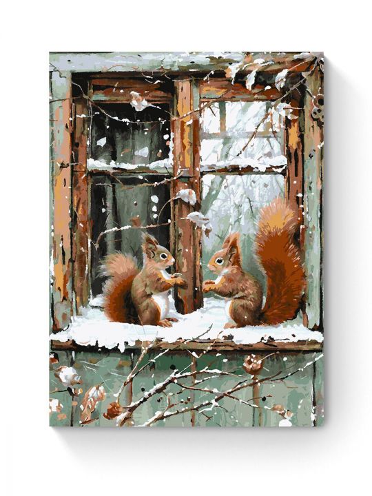 Картина по номерам на подрамнике «Две белочки» 90x70 см