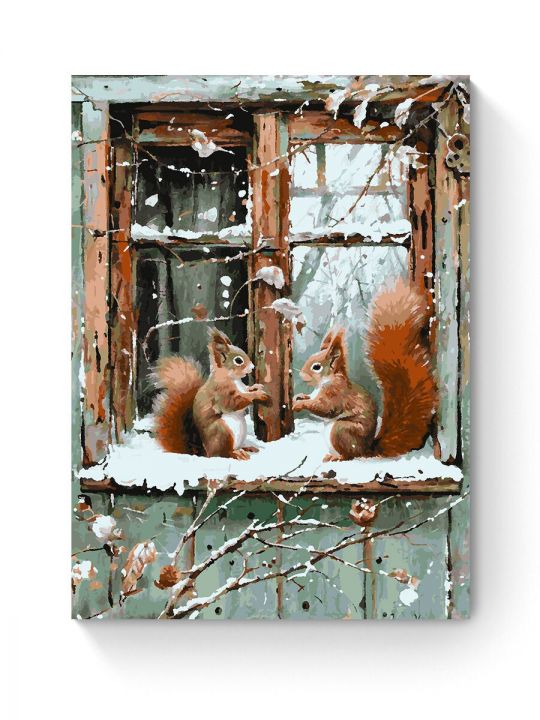 Картина по номерам на подрамнике «Две белочки» 80x60 см