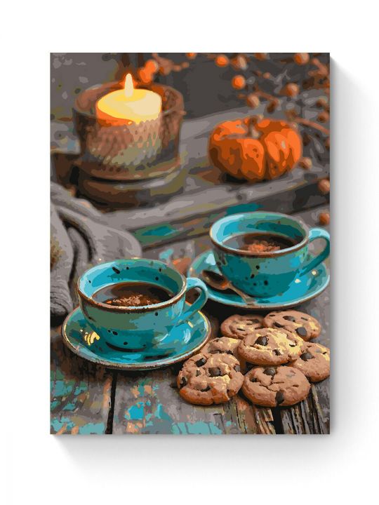 Картина по номерам на подрамнике «Кофе на двоих» 80x60 см