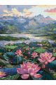 Картина по номерам без подрамника «Озеро лотосов» 90x70 см