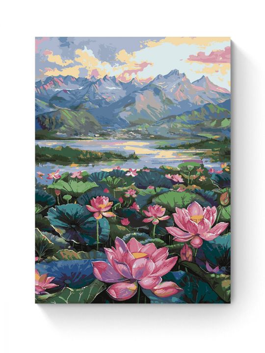 Картина по номерам на подрамнике «Озеро лотосов» 90x70 см