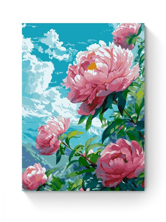 Картина по номерам на подрамнике «Розовые пионы» 90x70 см