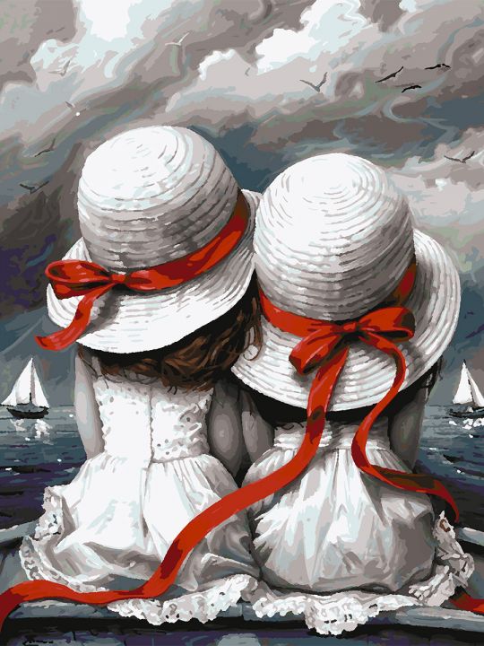 Картина по номерам без подрамника «Две девочки» 80x60 см