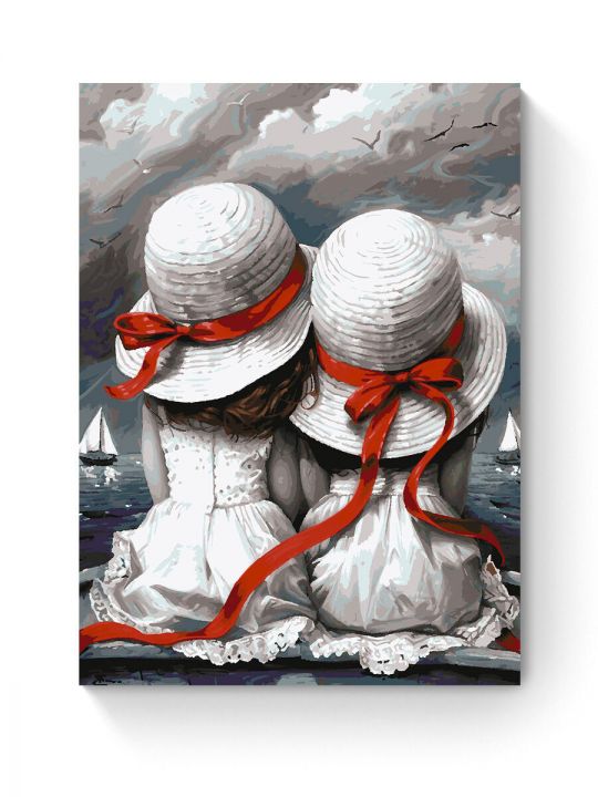 Картина по номерам на подрамнике «Две девочки» 90x70 см