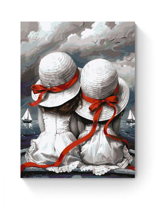 Картина по номерам на подрамнике «Две девочки» 80x60 см