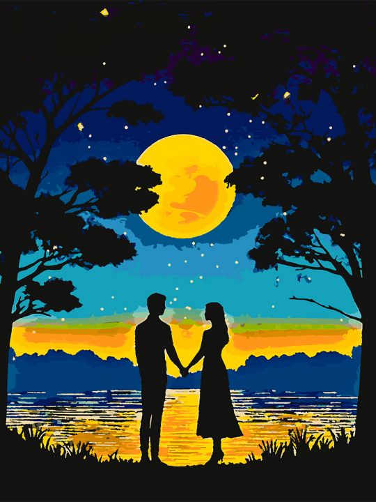 Картина по номерам без подрамника «Влюбленные» 80x60 см