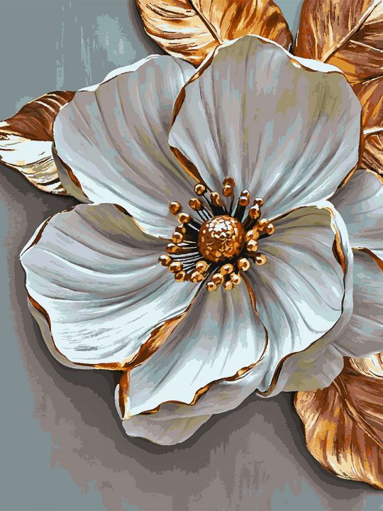 Картина по номерам без подрамника «Белый цветок» 130x100 см