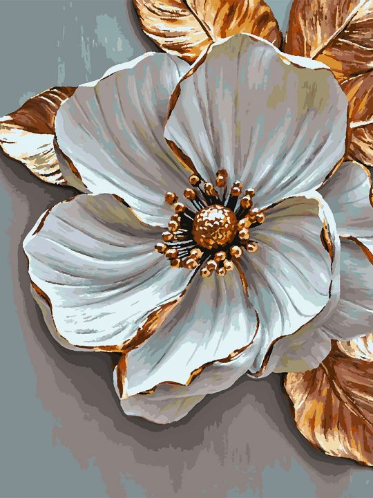 Картина по номерам без подрамника «Белый цветок» 80x60 см