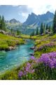 Алмазная мозаика без подрамника «Горная долина» 40x30 см, 50 цветов