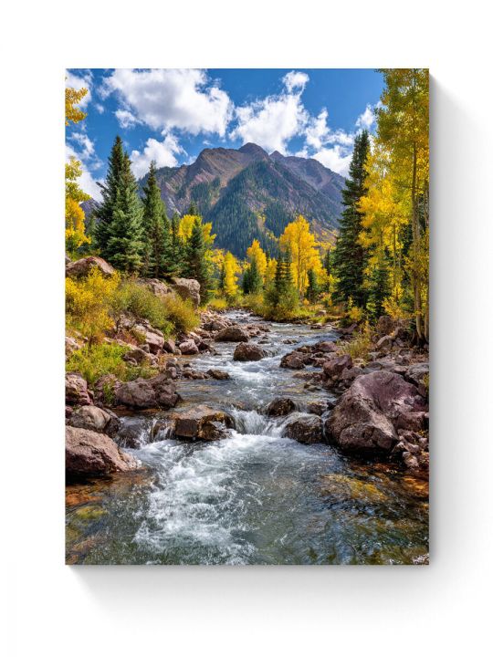 Алмазная мозаика на подрамнике «Горная река» 50x40 см, 50 цветов