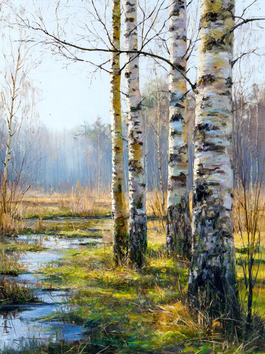 Алмазная мозаика без подрамника «Весна в лесу» 130x100 см