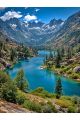 Алмазная мозаика без подрамника «Озеро в горах» 90x70 см, 50 цветов