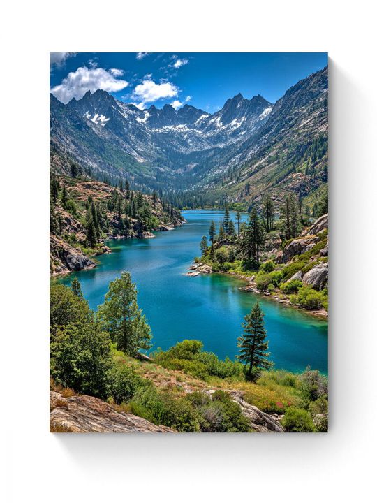 Алмазная мозаика на подрамнике «Озеро в горах» 40x30 см