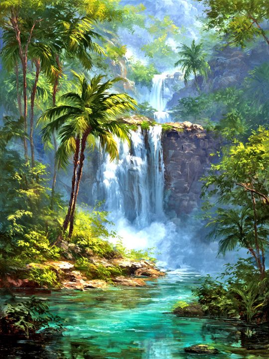 Алмазная мозаика без подрамника «Райский остров» 90x70 см