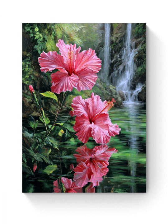 Алмазная мозаика на подрамнике «Цветы гибискуса» 50x40 см