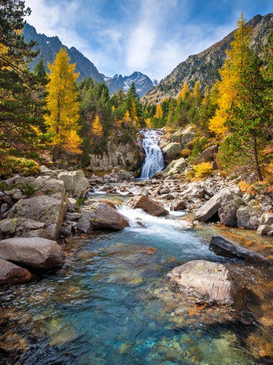 Алмазная мозаика без подрамника «Горная речка» 130x100 см