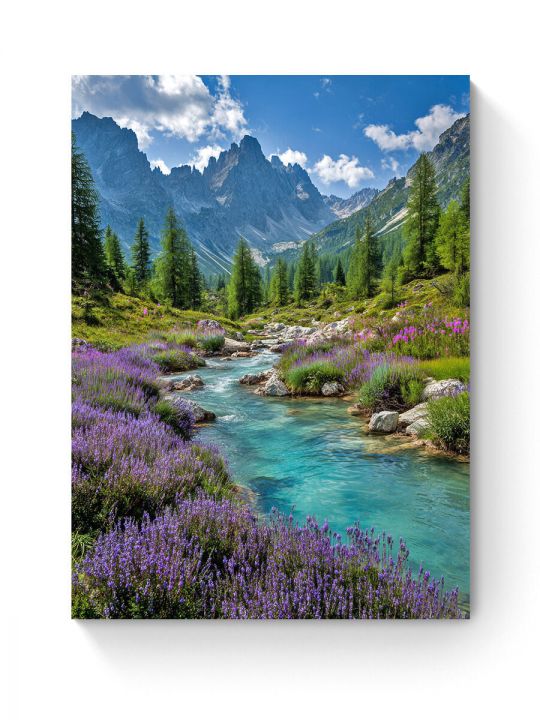 Алмазная мозаика на подрамнике «Горная лаванда» 50x40 см