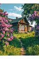 Алмазная мозаика без подрамника «Дом в деревне» 90x70 см