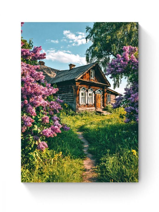 Алмазная мозаика на подрамнике «Дом в деревне» 40x30 см, 48 цветов