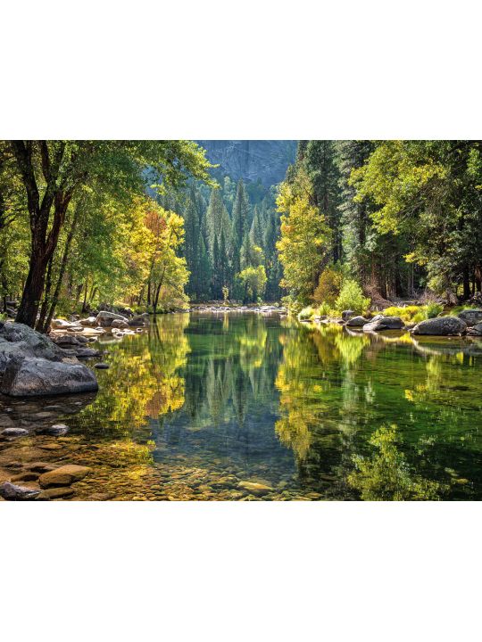 Алмазная мозаика без подрамника «Лесная река» 90x70 см, 50 цветов