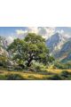 Алмазная мозаика без подрамника «Дуб в горах» 50x40 см