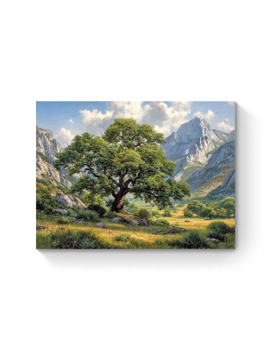 Алмазная мозаика на подрамнике «Дуб в горах» 50x40 см