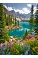Алмазная мозаика без подрамника «Озеро в горах» 90x70 см