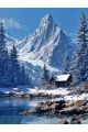 Алмазная мозаика без подрамника «Зима в горах» 50x40 см