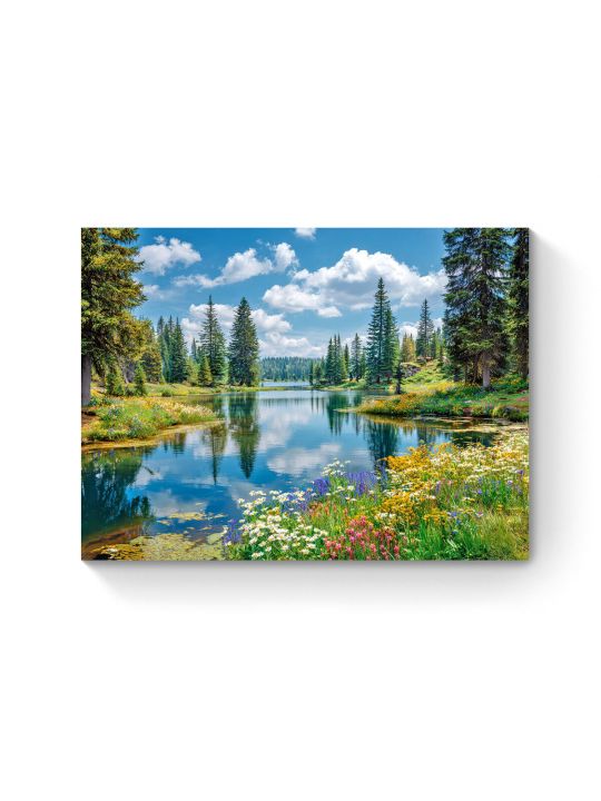 Алмазная мозаика на подрамнике «Лесное озеро» 90x70 см