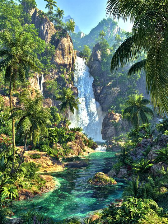 Алмазная мозаика без подрамника «Райский остров» 70x50 см