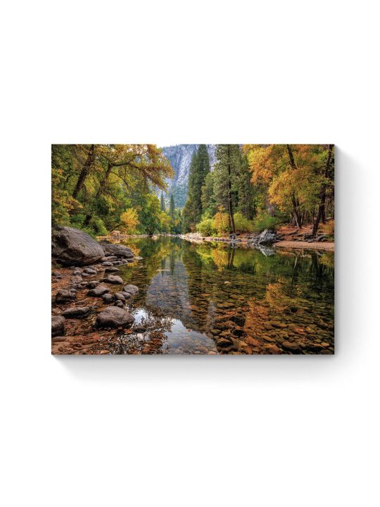 Алмазная мозаика на подрамнике «Лесная речка» 50x40 см