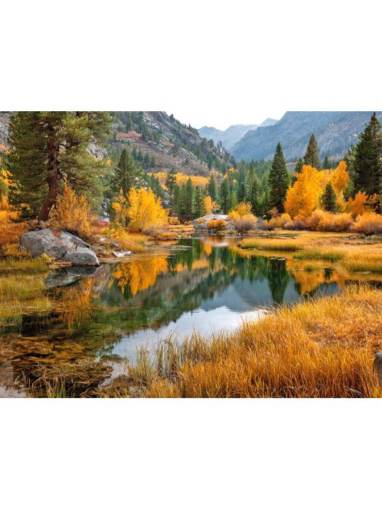 Алмазная мозаика без подрамника «Осень в горах» 70x50 см